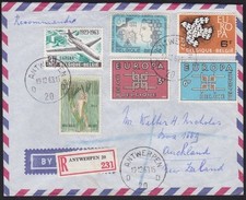 BELGIUM 1963 Registered airmail cover Antwerp to New Zealand...............D6859