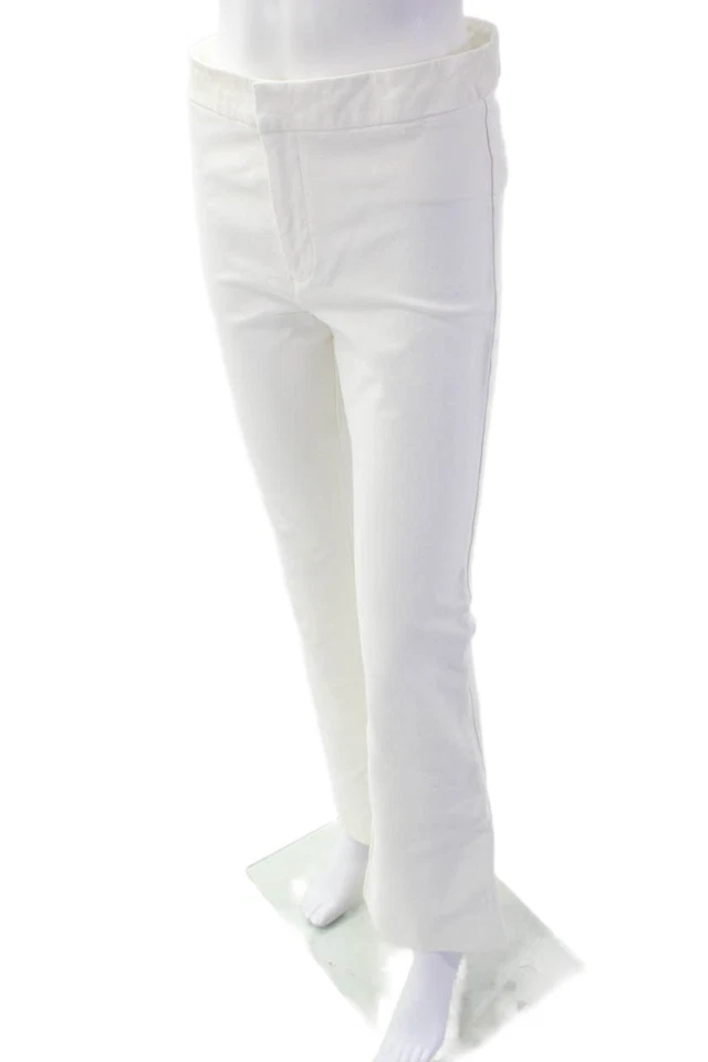 Pantalones Derek Lam 10 Crosby para mujer tiro alto acampanados blanco algodón talla 6 Foto 2 de 4