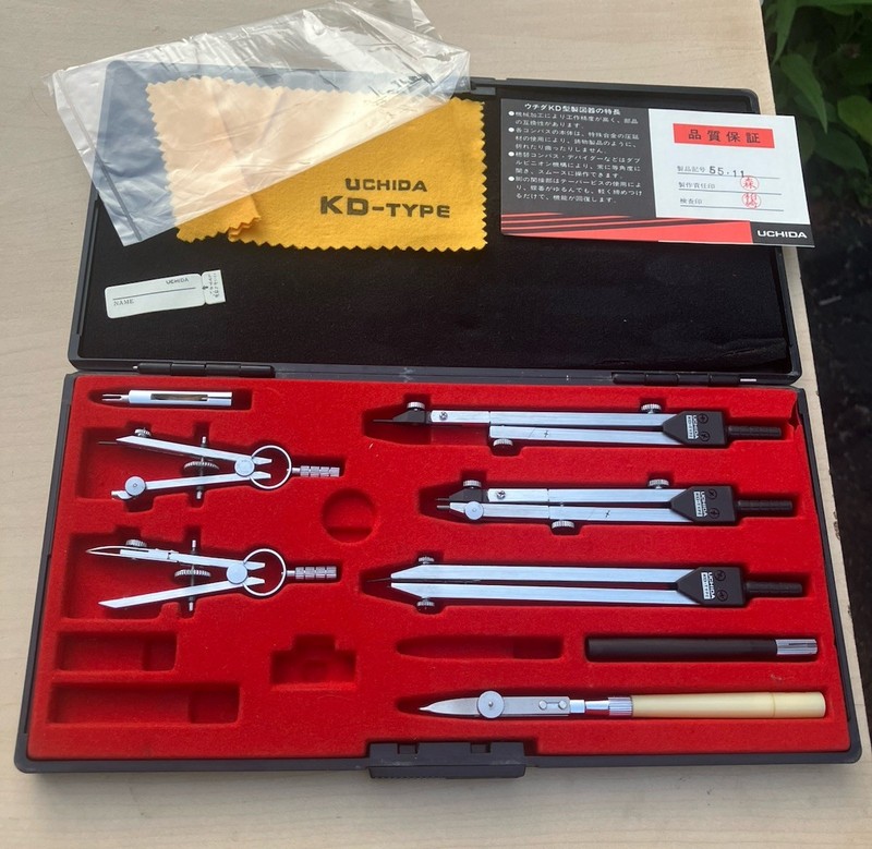 Vintage Uchida Kd-Se Drawing Instrument Partial Set