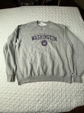 Vintage Champion 90  s University Washington Huskies Crewneck Sweatshirt Grey USA