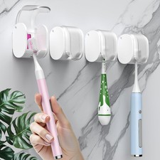 4 Pcs Toothbrush Holders Wall Mounted, Single Slot Design, Shower Self Adhesi...