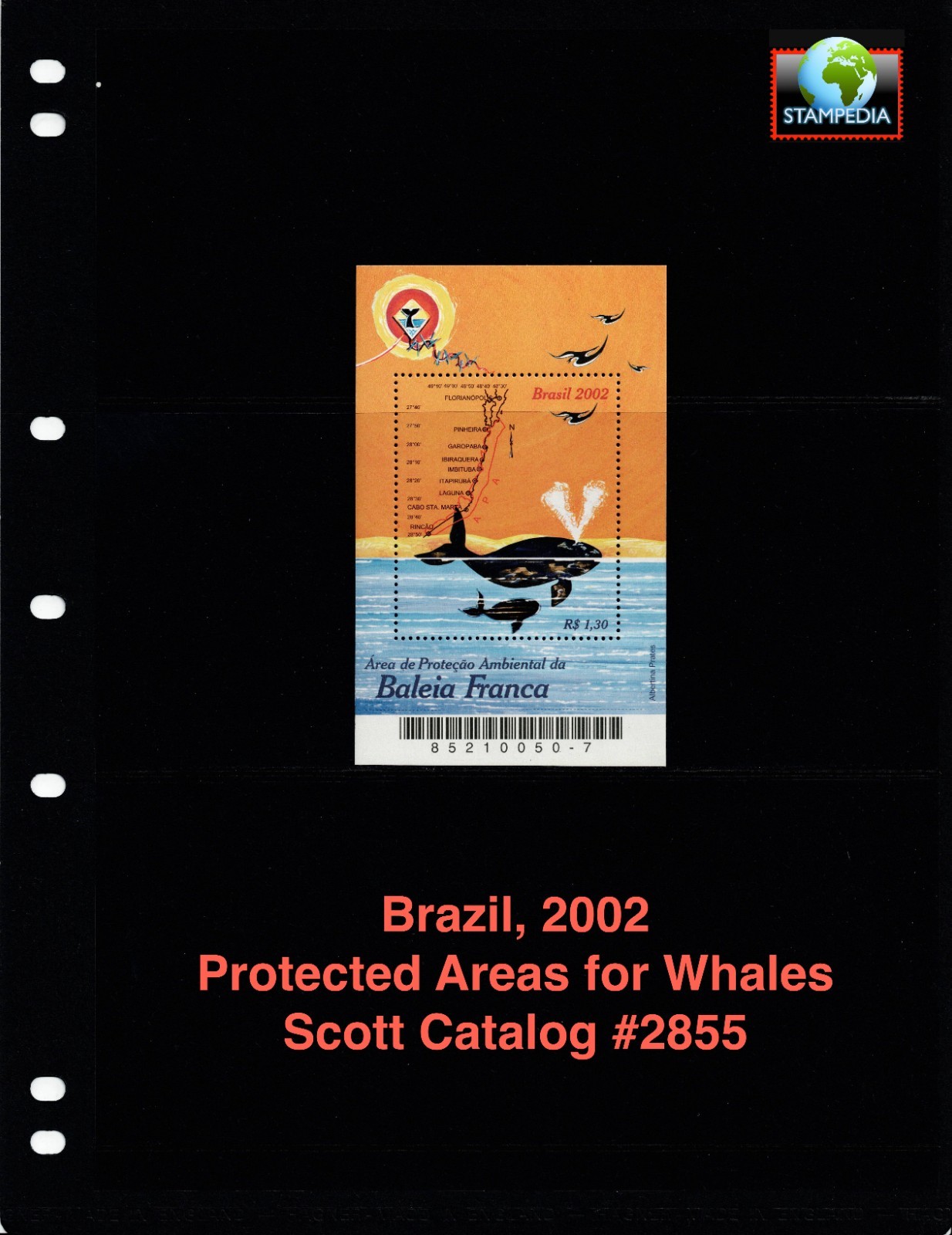 $4.75 Scott Value - 2002 BRAZIL Whales Atlantic Protected Zones CV MNH NH UMM