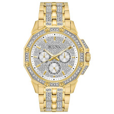 Bulova Octava Crystal 98C126 41.5 mm Men's Quartz Watch Stainless steel Band