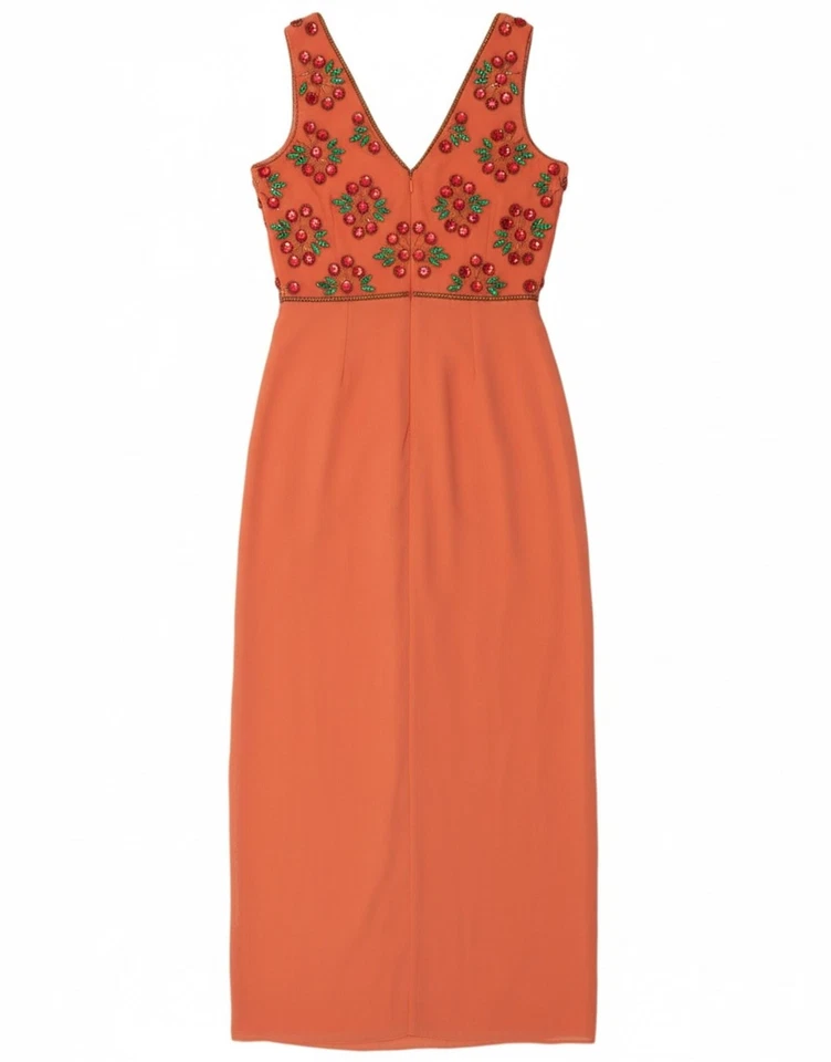 Maxi Vestido VIRGOS LOUNGE Mujer Sin Mangas Reino Unido 12 Mediano Naranja Poliéster CI19 Foto 2 de 4