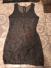 Alife and Kickin Kleid Gr. L/42/44 Dunkelgrau Bio-Baumwolle mit Gürtel Palmen