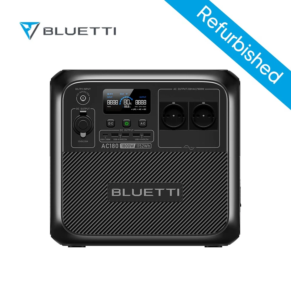 BLUETTI AC180 1152Wh Tragbare Powerstation 1800W Stromaggregate für Wohnmobil - Bild 3 von 4