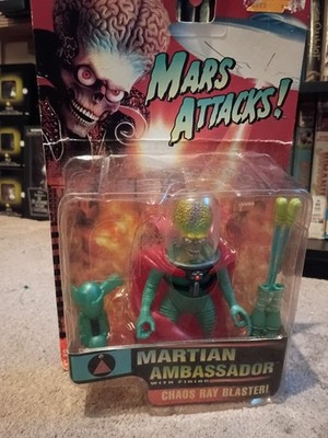 Trendmasters Mars Attacks! Martian Ambassador Figure w/ Chaos Ray Blaster Boxed