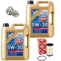 MotoröL Filter Set 5W-30 Liqui Moly 10 Liter + Schraube FüR Audi R8 Spyder 4.2