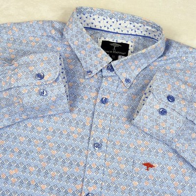 Fynch Hatton Hemd Herren XL 43/44 Blau Floral Superior Print Button Down Barrel