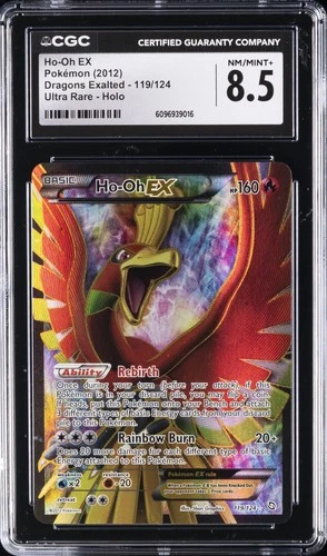 2012 POKÉMON ENGLISH DRAGONS EXALTED ULTRA RARE HOLO #119/124 HO-OH EX CGC 8.5