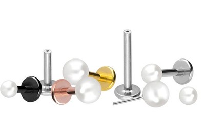 PIERCINGLINE  Piercing Stecker Titan Labret mit Push Fit SYNTHETISCHE PERLE