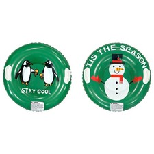 Heavy Duty Round Inflatable Snow Sled with Handles Accessory for Family Winter