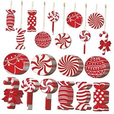 60 Pcs Christmas Candy Ornaments Candy Cane for Cute Style Red, White