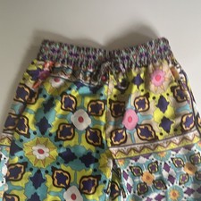 ZARA Women's S 26 in Multicolor Floral Drawstring Ankle Pants Beaded