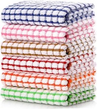 Kitchen Dish Towels, 16 Inch x 25 Inch Bulk Cotton Kitchen Towels, 6 Pack Dis