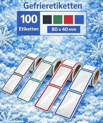 Gefrieretiketten / Tiefkühlaufkleber - selbtsklebend aus Folie 80 x 40 mm