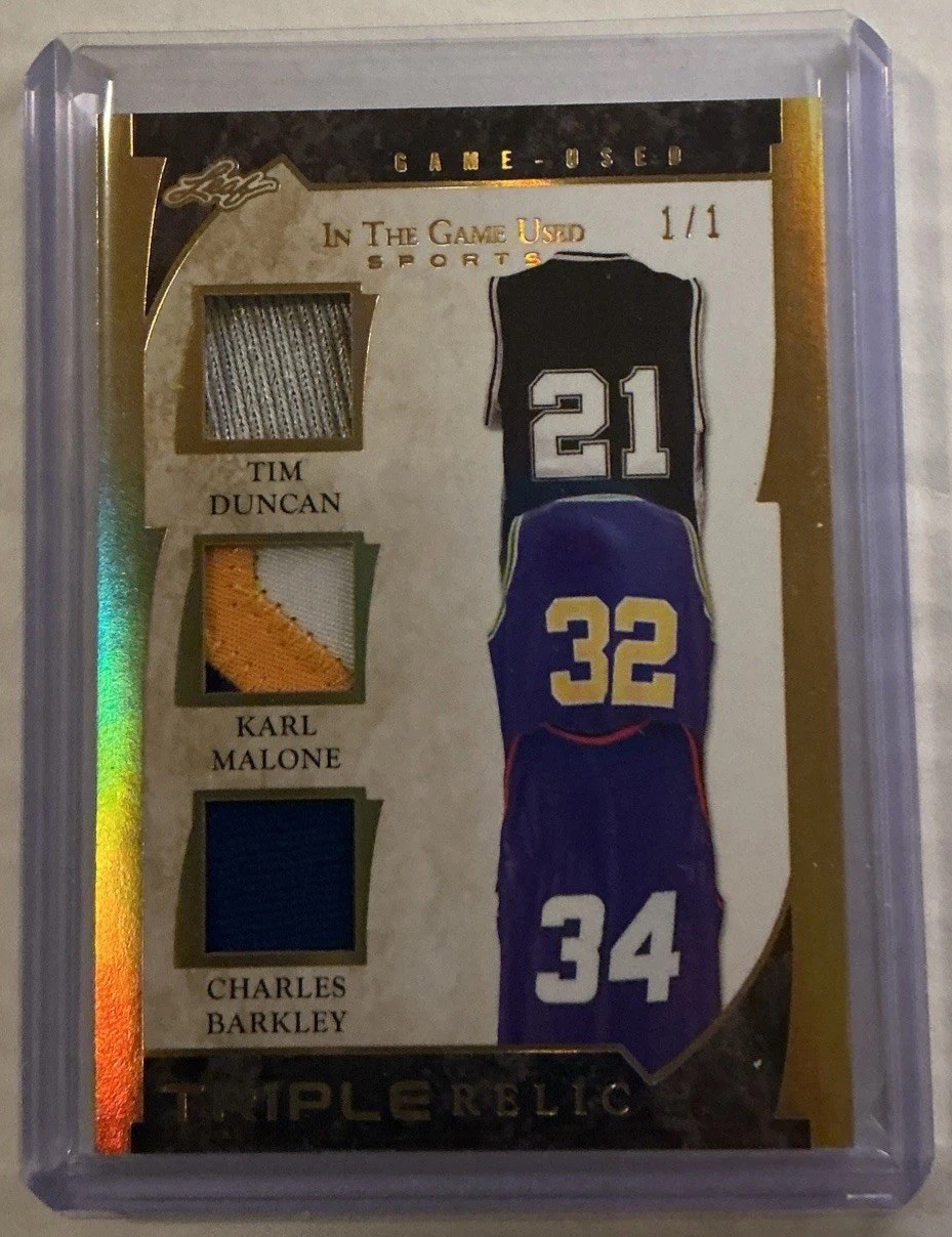 2022 leaf in the game used memorabilia trios duncan malone barkley 1/1insane