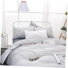 - Striped Comforter Set, 100 Cotton Fabric, Ticking Stripe Queen Gray