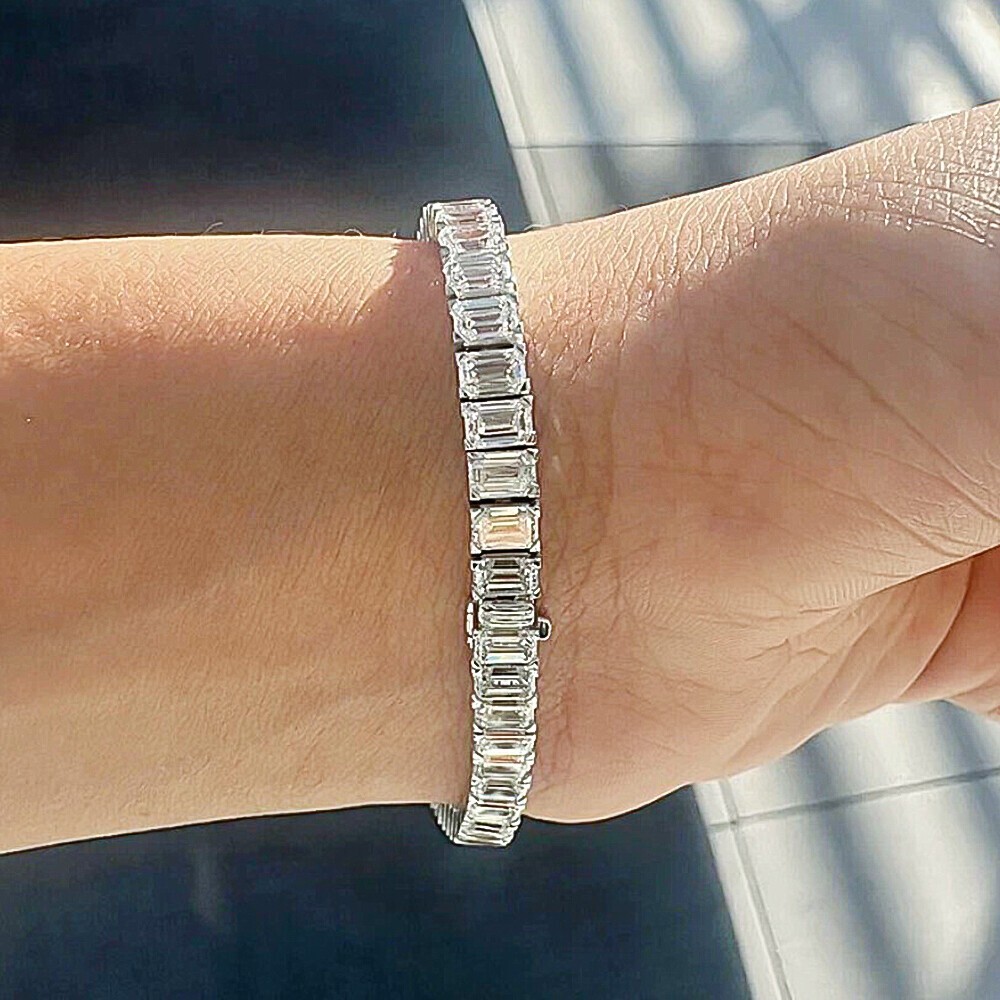 Certified Round Cut Diamond Tennis Bracelet 14k White Gold 6.20Ct GH/SI