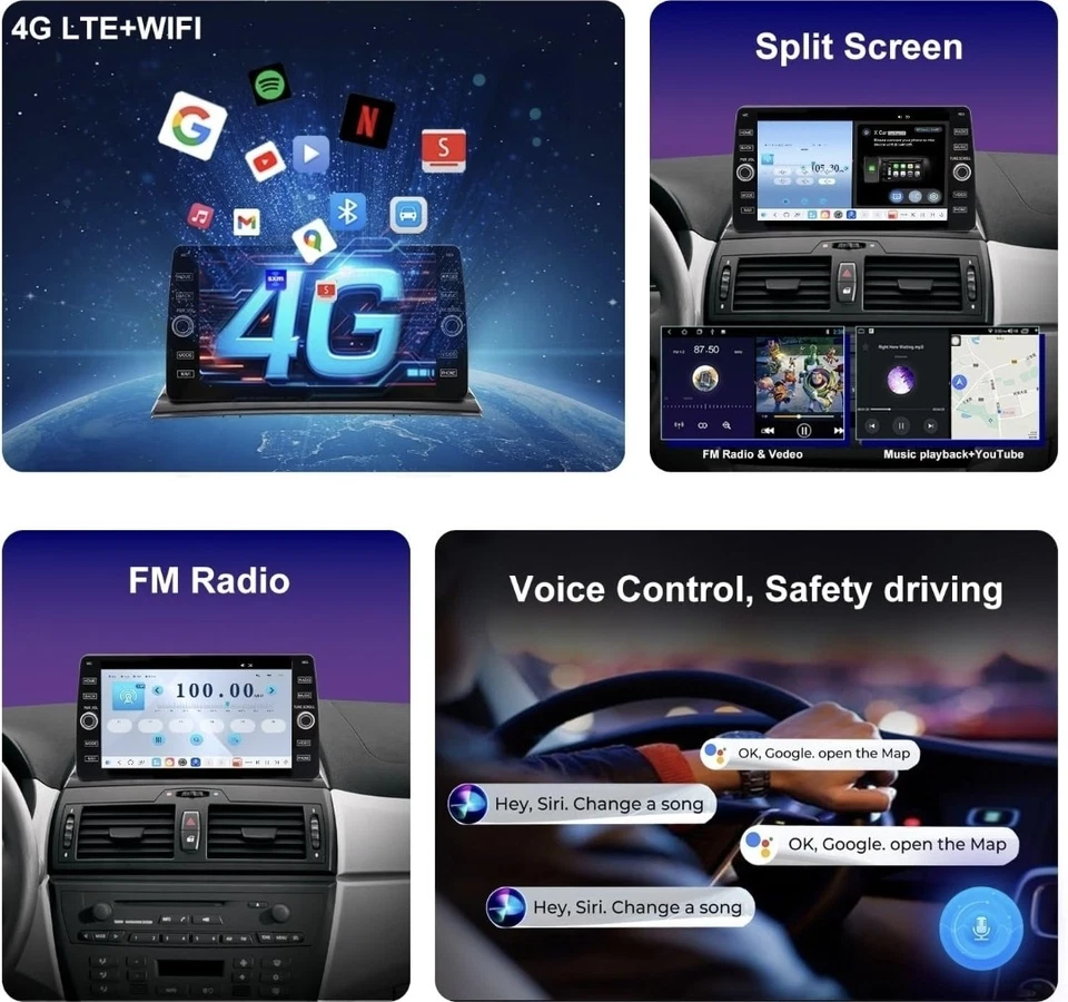 PREMIUM QLED 4G LTE BMW X3 2004-2010 Android Auto/Apple CarPlay Car Stereo SWC - Image 3 of 4