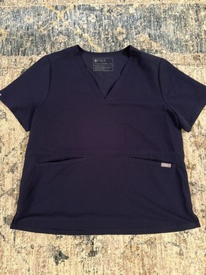 Figs Casma Three Pocket Scrub Stretch V-Neck Shirt Navy Women's M