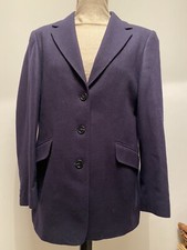 Johnstons Of Elgin Women's Blue/navy/ink 100% Cashmere Blazer Jacket Uk12-14