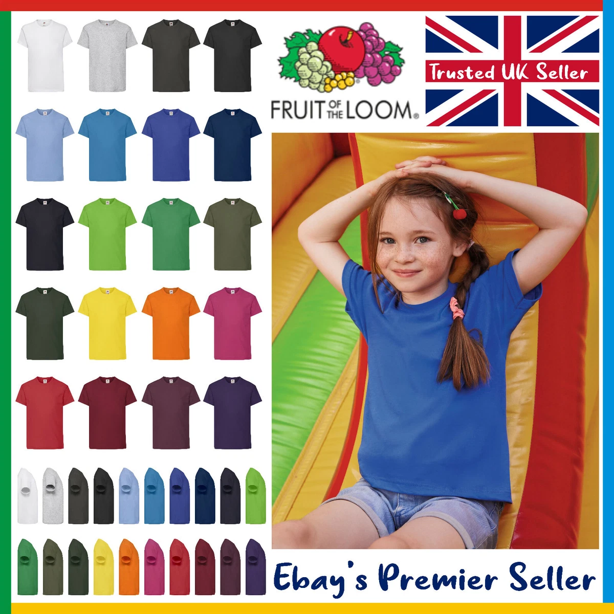 Kids Plain T-Shirt - Fruit of the Loom Original Children's Tee - FREE  DELIVERY