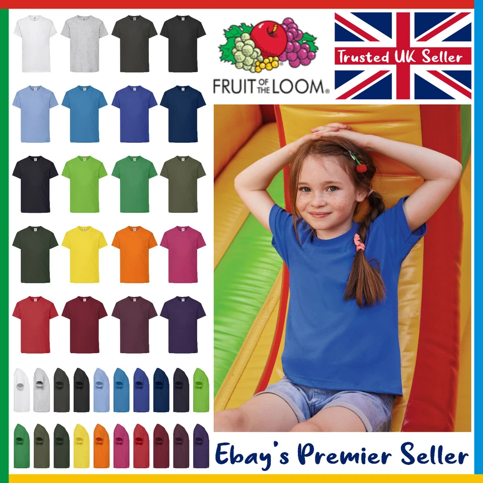 Kinder einfaches T-Shirt, Fruit of the Loom Original Kinder T-Shirt, KOSTENLOSER Versand