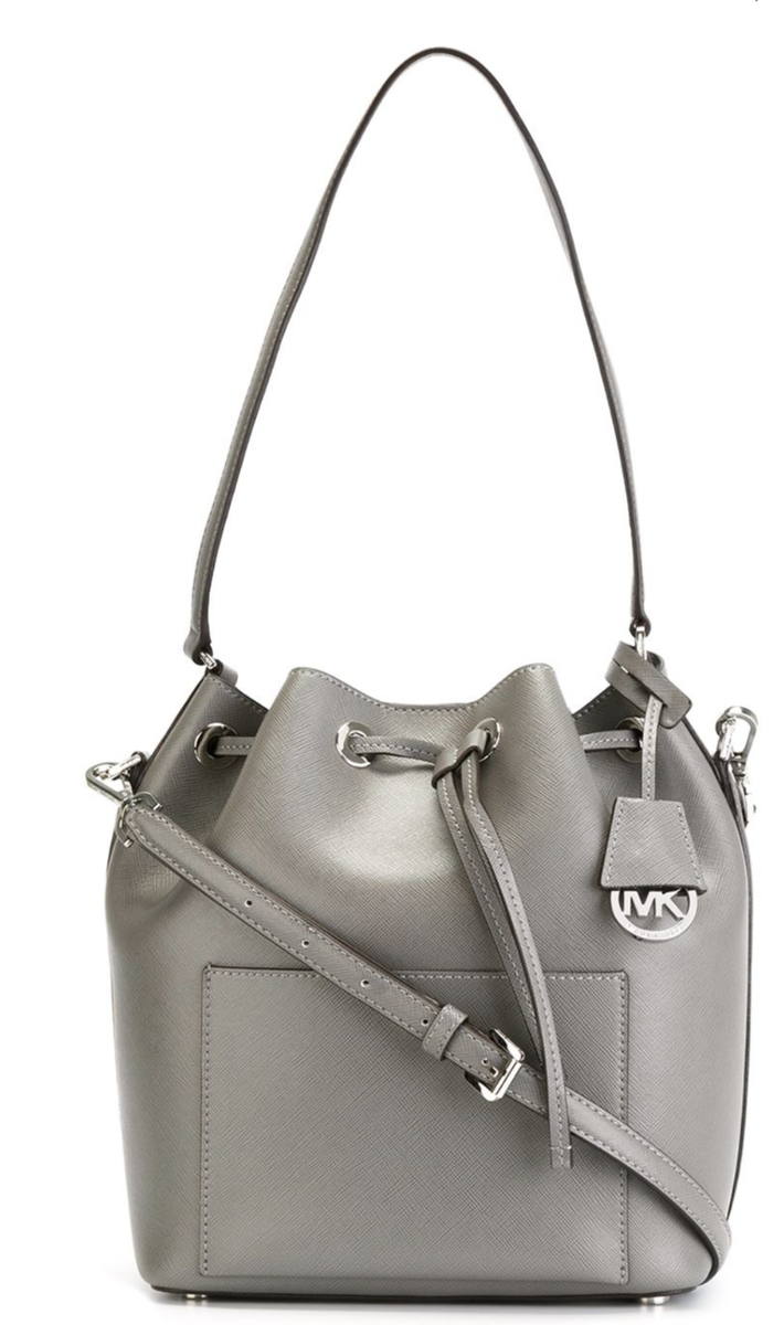Michael Kors Greenwich Saffiano Bucket Bag GRAY CROSSBODY | eBay
