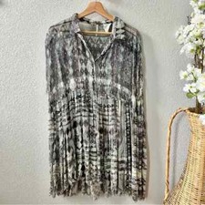 Free People Empire Tunic Mini Dress Size Medium Boho Semi Sheer Sleeveless