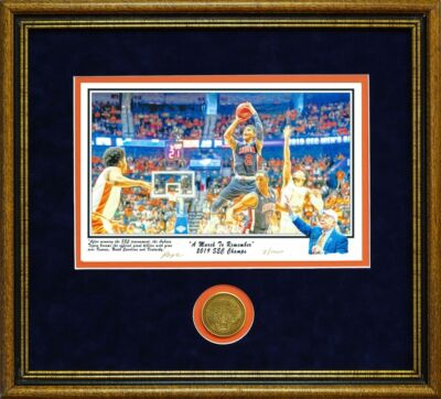 AUBURN BASKETBALL MARCH TO REMEMBER FINAL 4 BRUCE PEARL SEC FRAMED PRINT coin