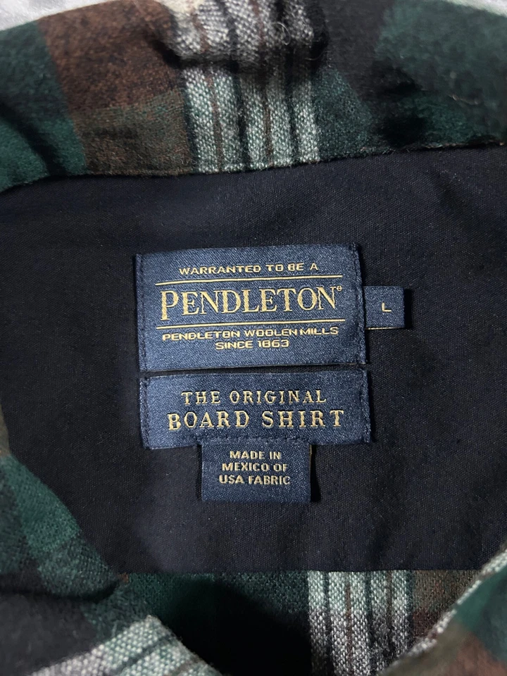 Pendleton Board Shirt Mens Large Green Brown Tartan Plaid Outdoors West Coast - Image 3 of 4