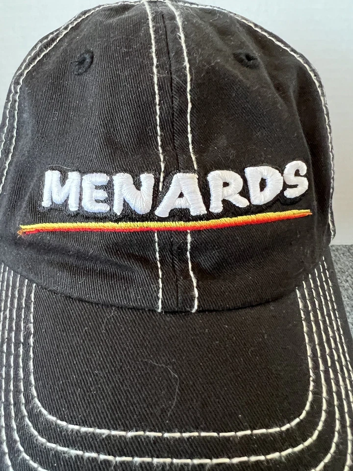 Sombrero NASCAR OSFA Negro Menards #27 Puntada en Contraste Auto Carreras  Foto 2 de 4