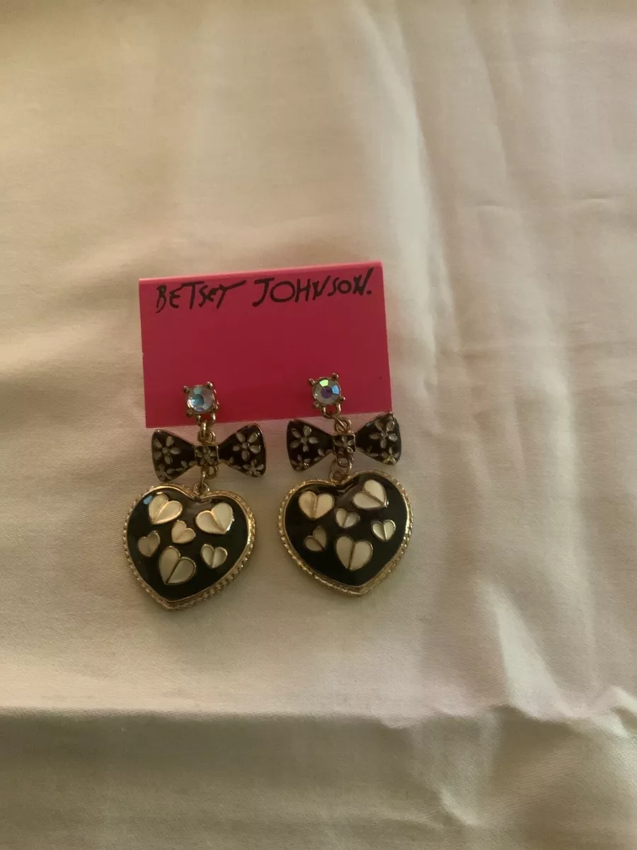 Betsey johnson black shop heart earrings