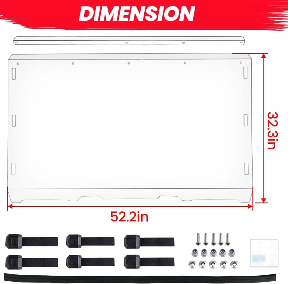 Heavy Duty Full Windshield for Polaris Ranger XP 800/ XP 800 Crew/800 6x6 10-16 - Imagem 3 de 4