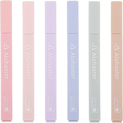 HPSIZEE Aesthetic Cute Highlighters Mild 1 Count (Pack of 6), Happiness 