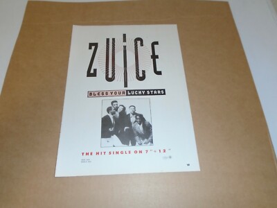 ZUICE - SOUL BAND - BLESS YOUR LUCKY STARS  MAGAZINE ADVERT CLIPPING - 1987