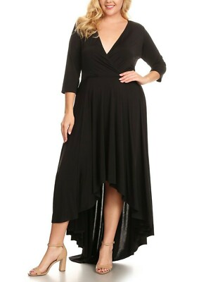 Plus Size Black Hi Low Faux Wrap Maxi Dress 3X 3XL | eBay Plus Size Black Hi Low Faux Wrap Maxi Dress 3X 3XL | eBay