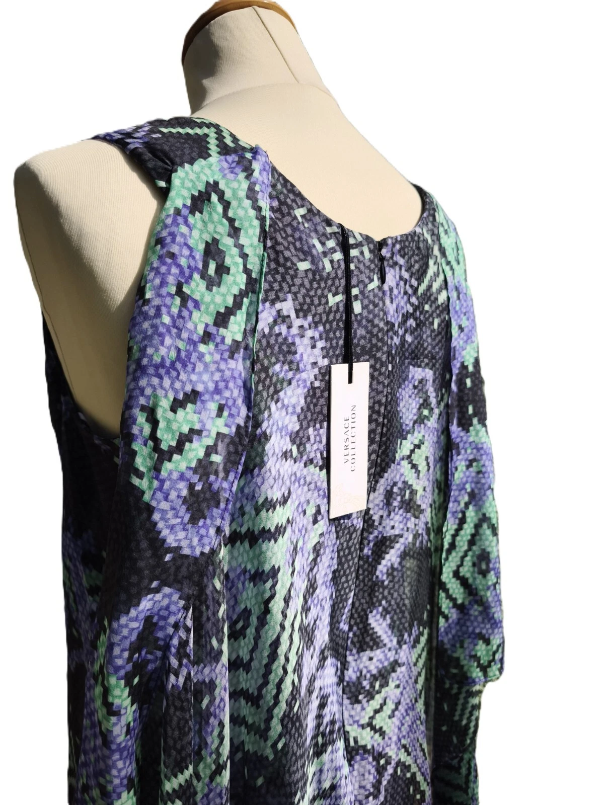 Abito in seta VERSACE COLLECTION nero e viola con cambio nuovo taglia L