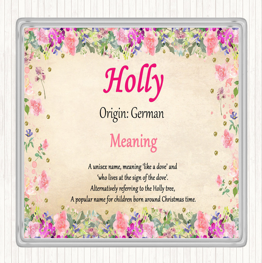 Holly Name Meaning Drinks Mat Coaster Floral | eBay