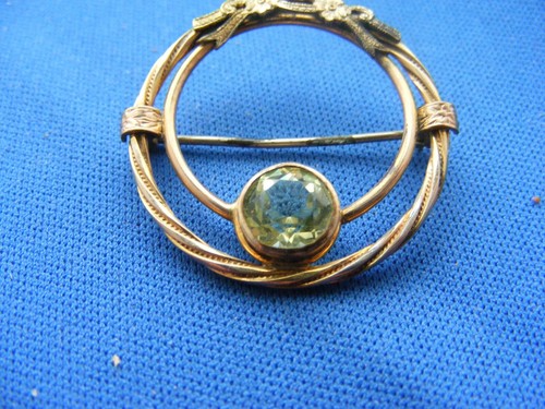 40S 1/20th 10k GF BROOCH AMCO FACETED GLASS EDWARDIAN DESIGN CIRCLE PIN 1 .25" - Imagen 3 de 10