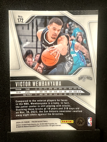 24/25 2024-25 Panini Prizm Victor Wembanyama #172 San Antonio Spurs Base - Picture 4 of 4