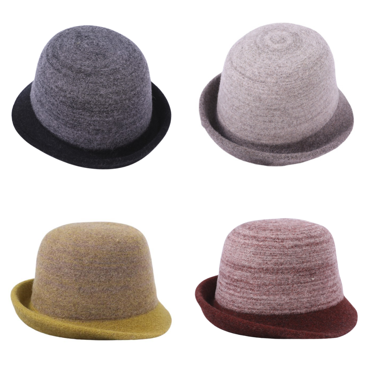 Vintage Wool Felt Rolled Brim Bucket Hat Classic Cloche Warm Winter Style Womens 1920s Vintage Wool Blend Cloche Church Hat Winter  main image 2