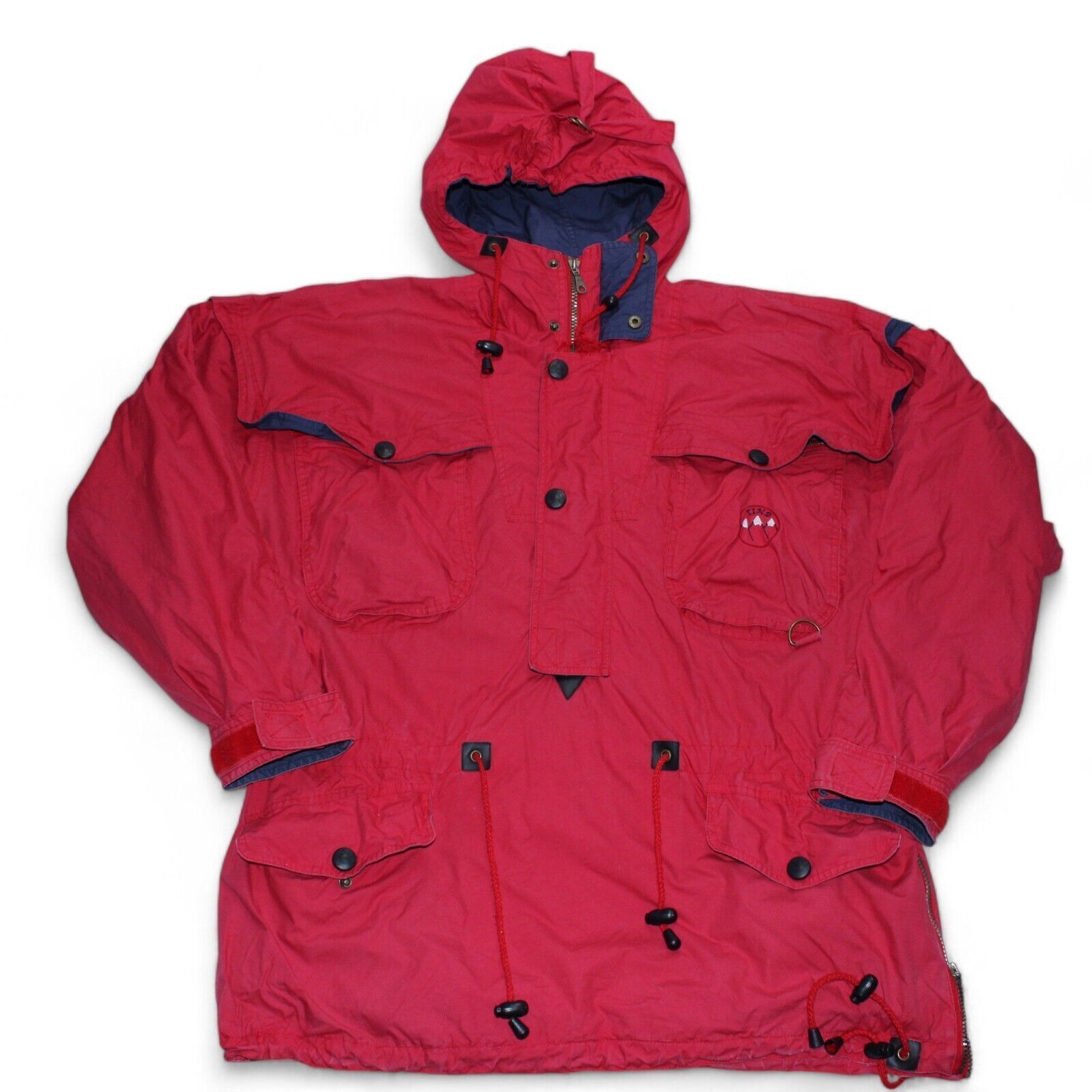 TIND Hooded Jacket Mens XL Red Zip Up Breathable Hiking Walking Pockets Safari