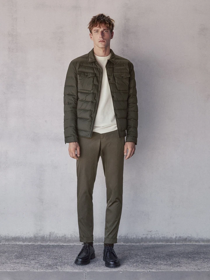 Chaqueta de plumón acolchada Massimo Dutti caqui talla L Foto 2 de 4