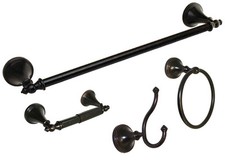 Venetian Bronze Bathroom Accessories 4 PC Combo 24" Towel Bar Ring Holder