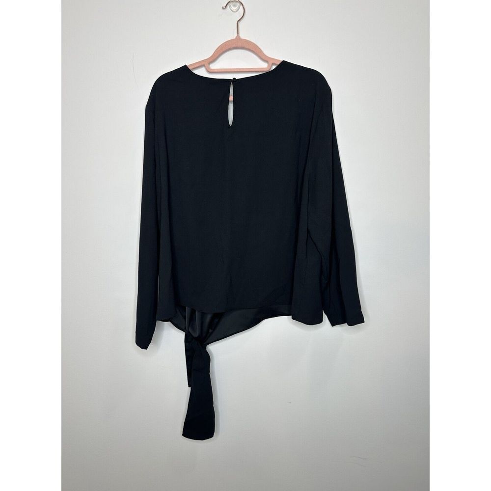 Torrid Top 3X Black Blouse Plus Side Tie Career Office Professional Lightweight
