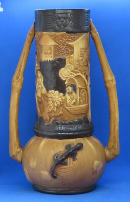 Bretby Japanisches Design Vintage Arts & Crafts Antike Große Bambus Vase