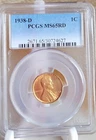 1938 D Lincoln Memorial Wheat Cent PCGS MS 65 RD