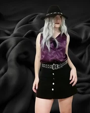 DISNEY Vintage Satin Vest Deep Purple Retro 90s Size Small Button Up Y2k 1990s